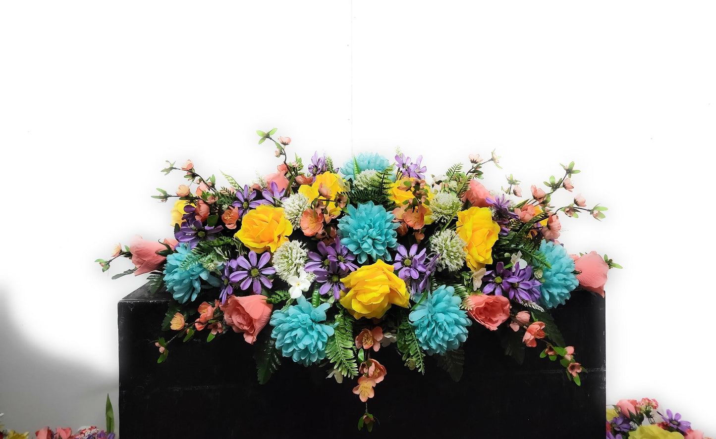 Premium XL Cemetery Saddle,  Spring Cemetery Flowers,  Double Headstone Flowers, Easter Cemetery Flowers