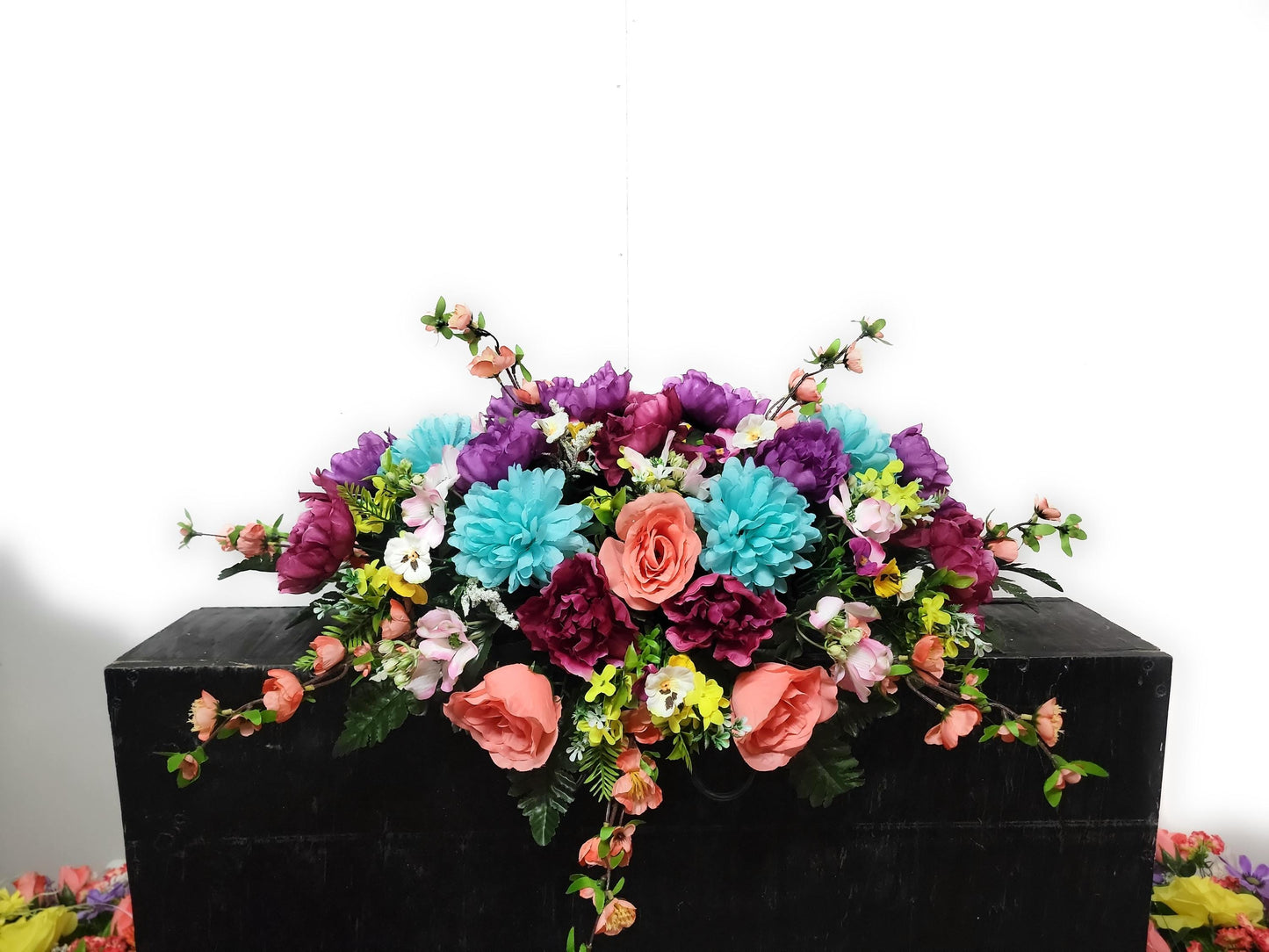 Spring Cemetery Saddle  Spring Flowers for Headstone,  Grave Saddle Easter Flowers
