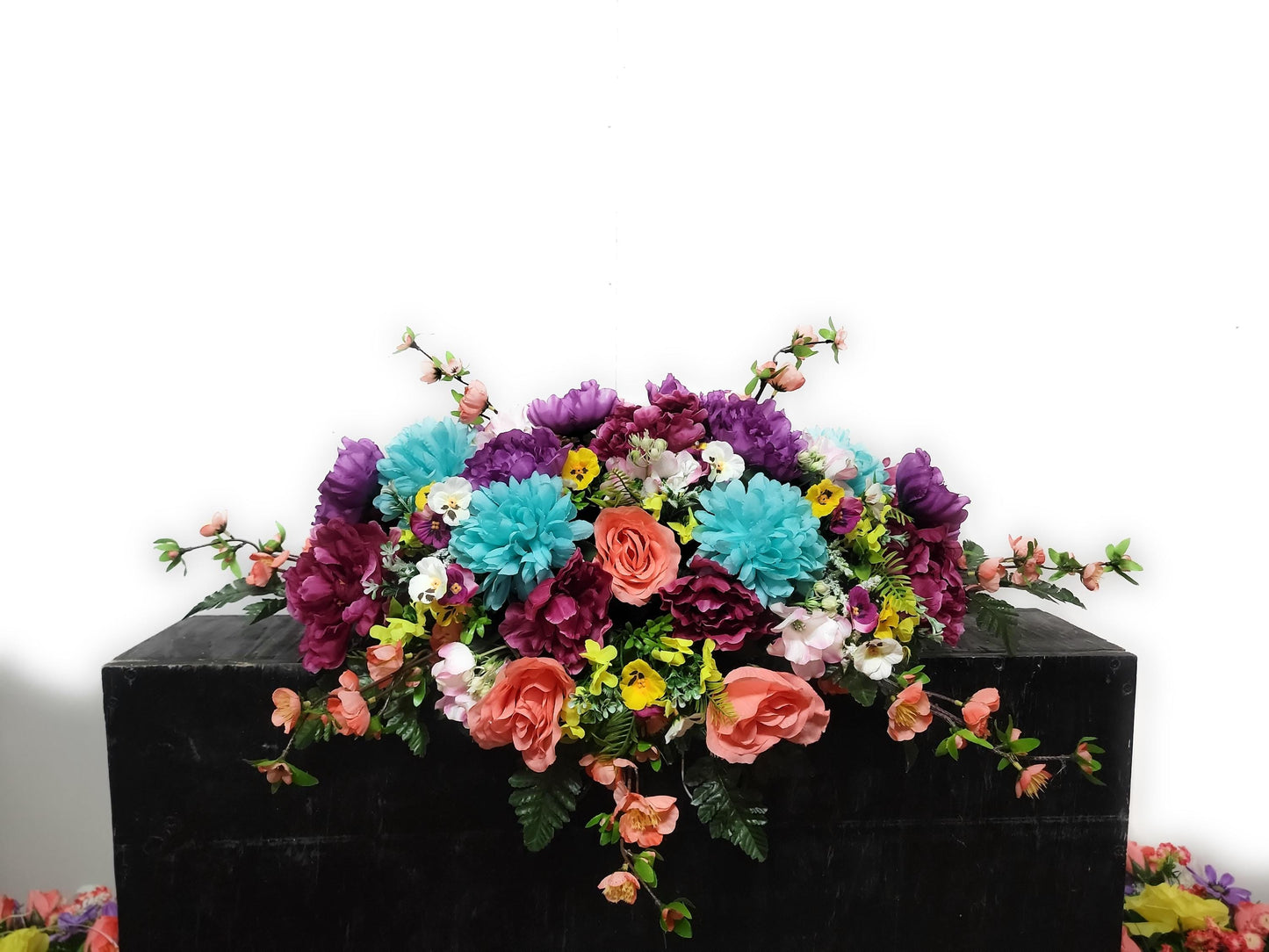 Spring Cemetery Saddle  Spring Flowers for Headstone,  Grave Saddle Easter Flowers