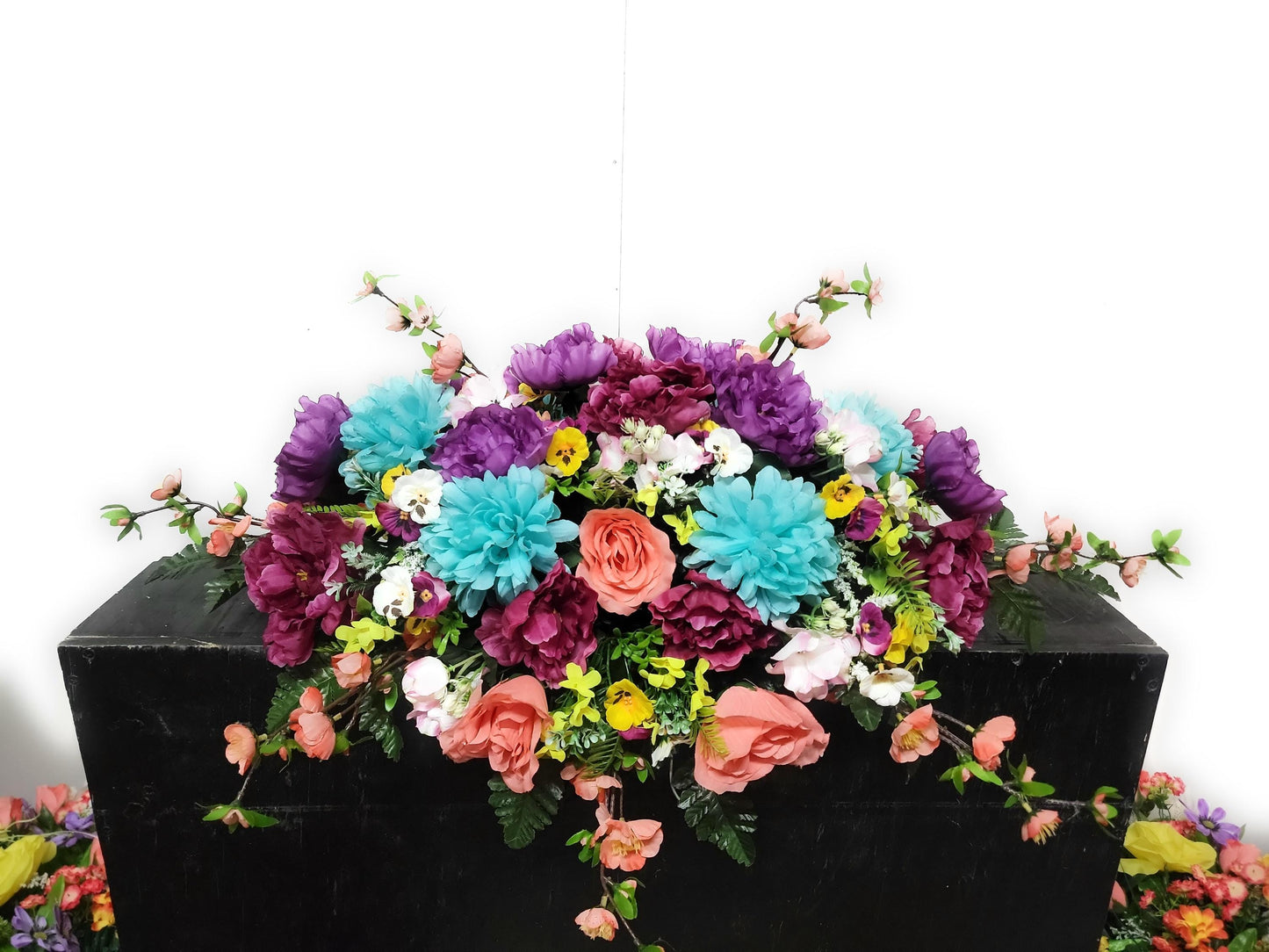 Spring Cemetery Saddle  Spring Flowers for Headstone,  Grave Saddle Easter Flowers