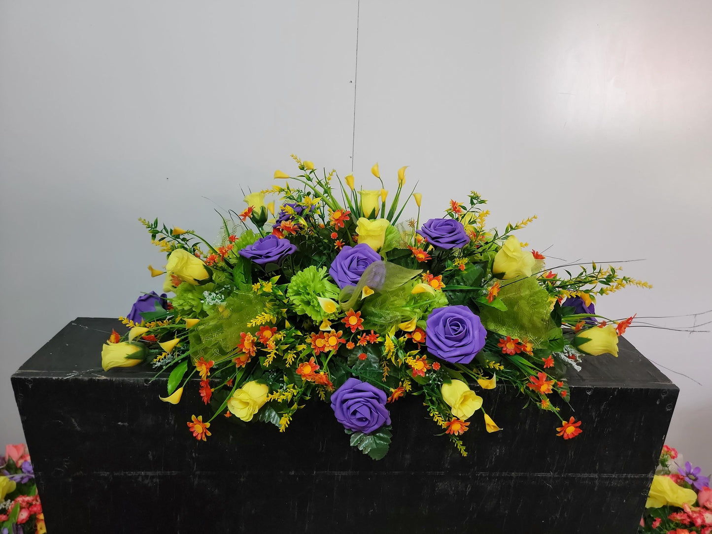Easter Cemetery Saddle  Spring Flowers Wildflowers Headstone Grave Saddle Easter Lily Flowers