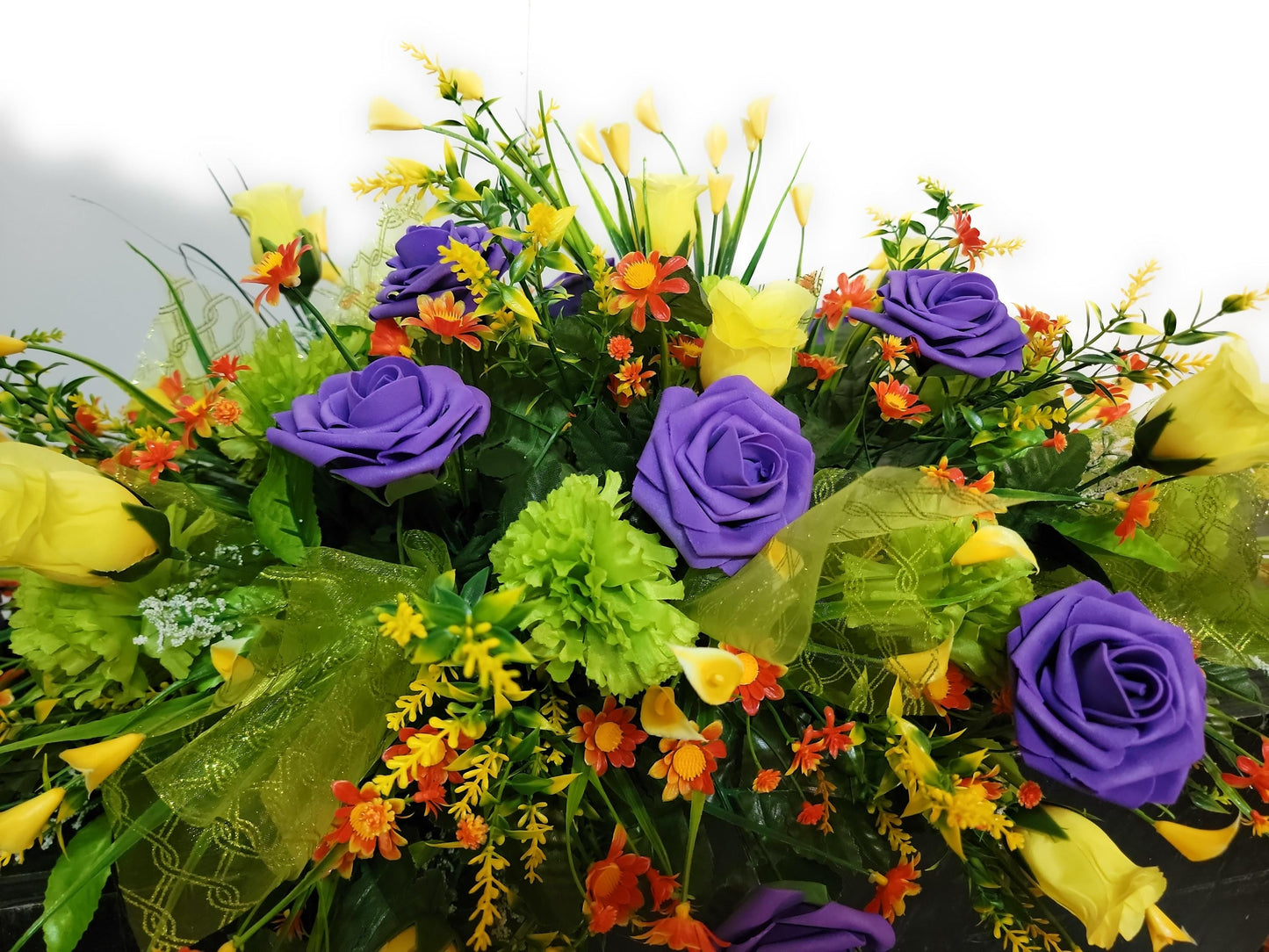 Easter Cemetery Saddle  Spring Flowers Wildflowers Headstone Grave Saddle Easter Lily Flowers