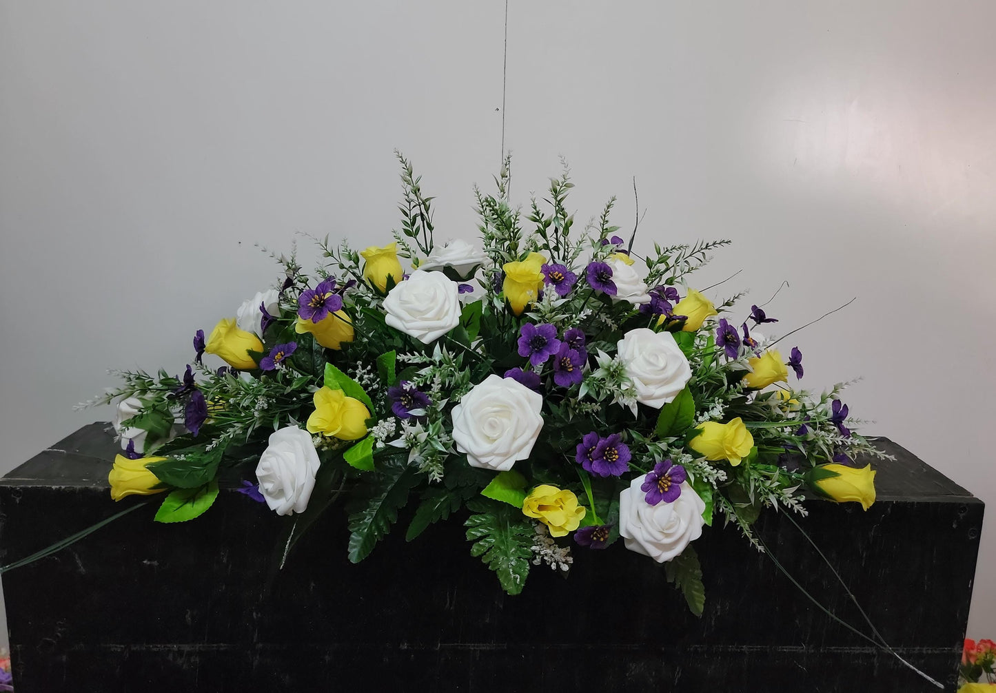Spring Wildflower Cemetery Purple White Headstone Flowers Grave Saddle , Easter Cemetery Flowers