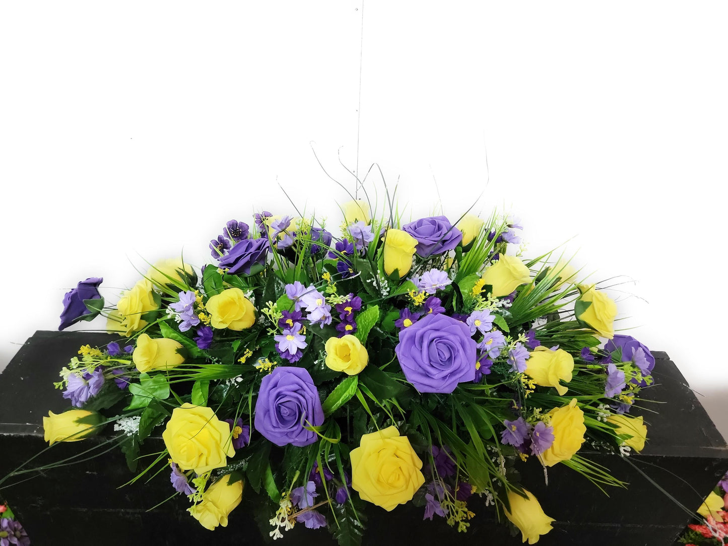 Spring Wildflower Cemetery Purple White Headstone Flowers Grave Saddle , Easter Cemetery Flowers