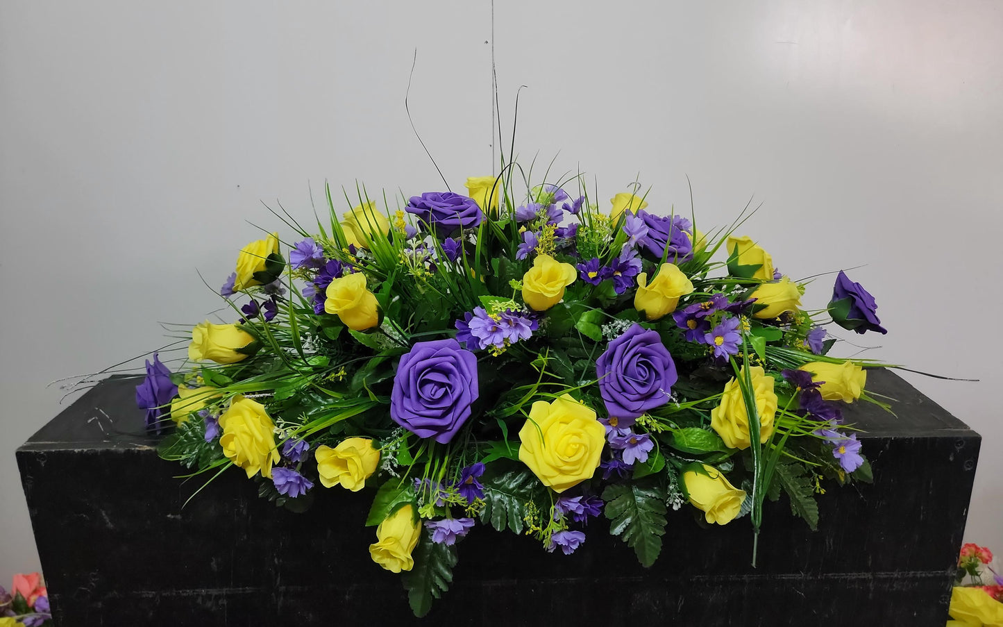 Spring Wildflower Cemetery Purple White Headstone Flowers Grave Saddle , Easter Cemetery Flowers