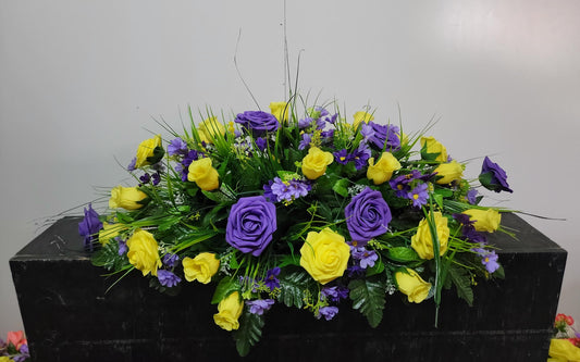 Spring Wildflower Cemetery Purple White Headstone Flowers Grave Saddle , Easter Cemetery Flowers