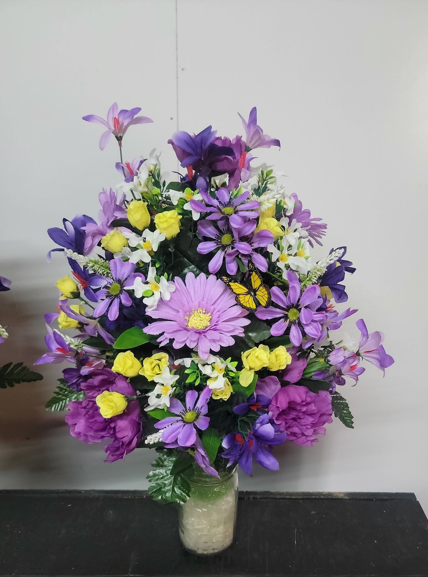 Small Wildflower Vase for Grave, Butterfly Cemetery Vase Flowers , Spring Cemetery Flowers,  Easter Decoration, Daughters Grave Flowers