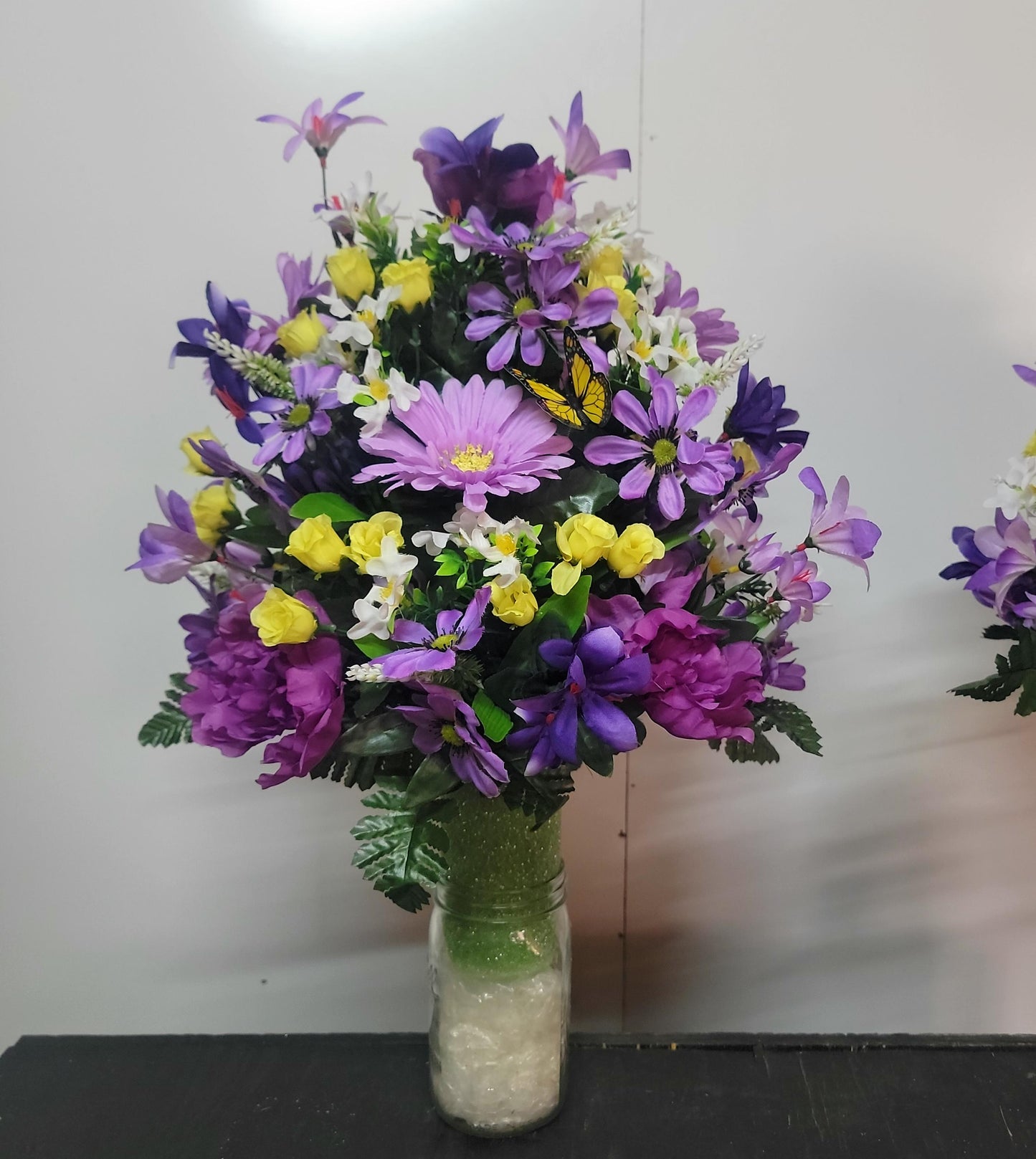 Small Wildflower Vase for Grave, Butterfly Cemetery Vase Flowers , Spring Cemetery Flowers,  Easter Decoration, Daughters Grave Flowers