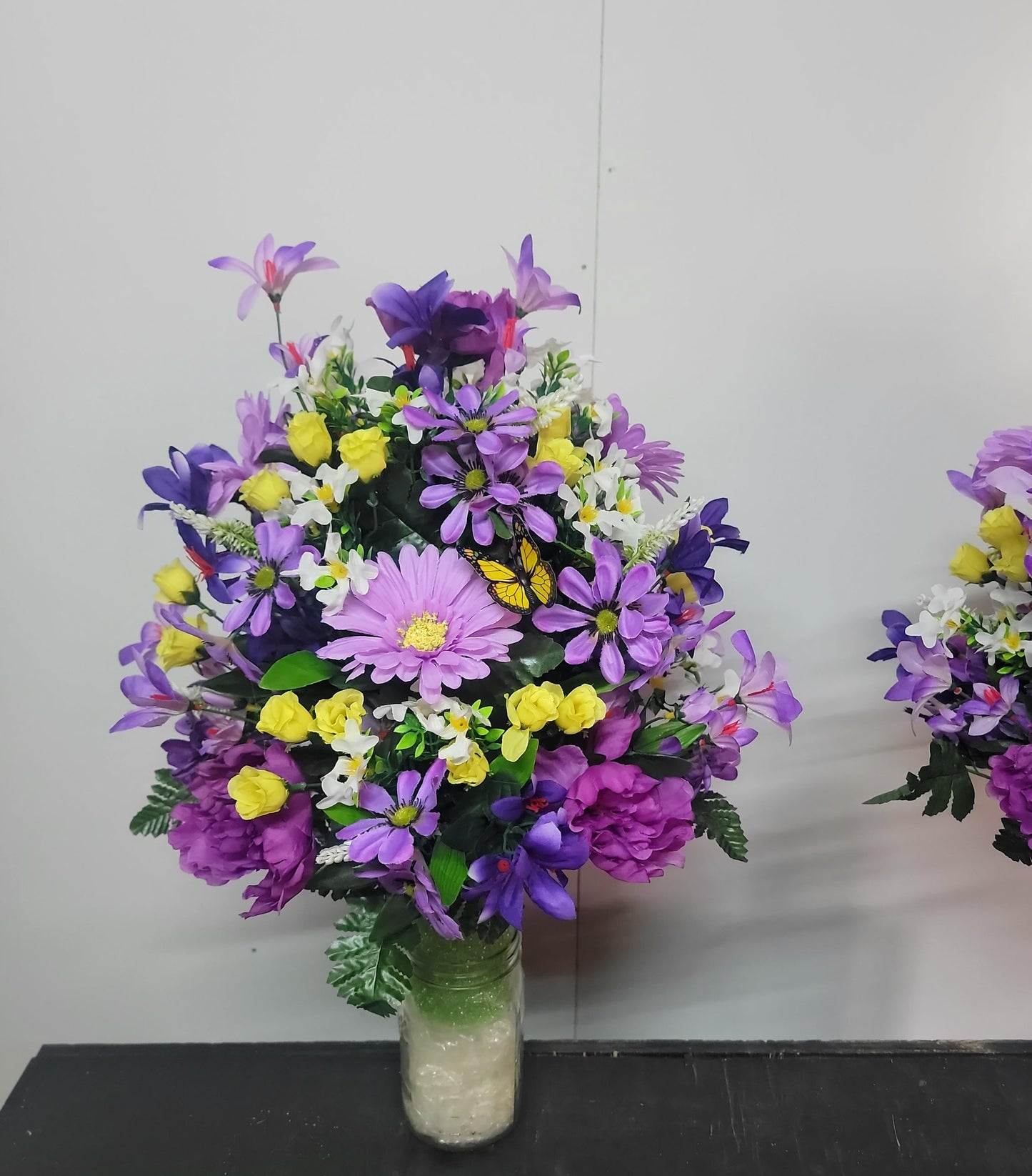 Small Wildflower Vase for Grave, Butterfly Cemetery Vase Flowers , Spring Cemetery Flowers,  Easter Decoration, Daughters Grave Flowers