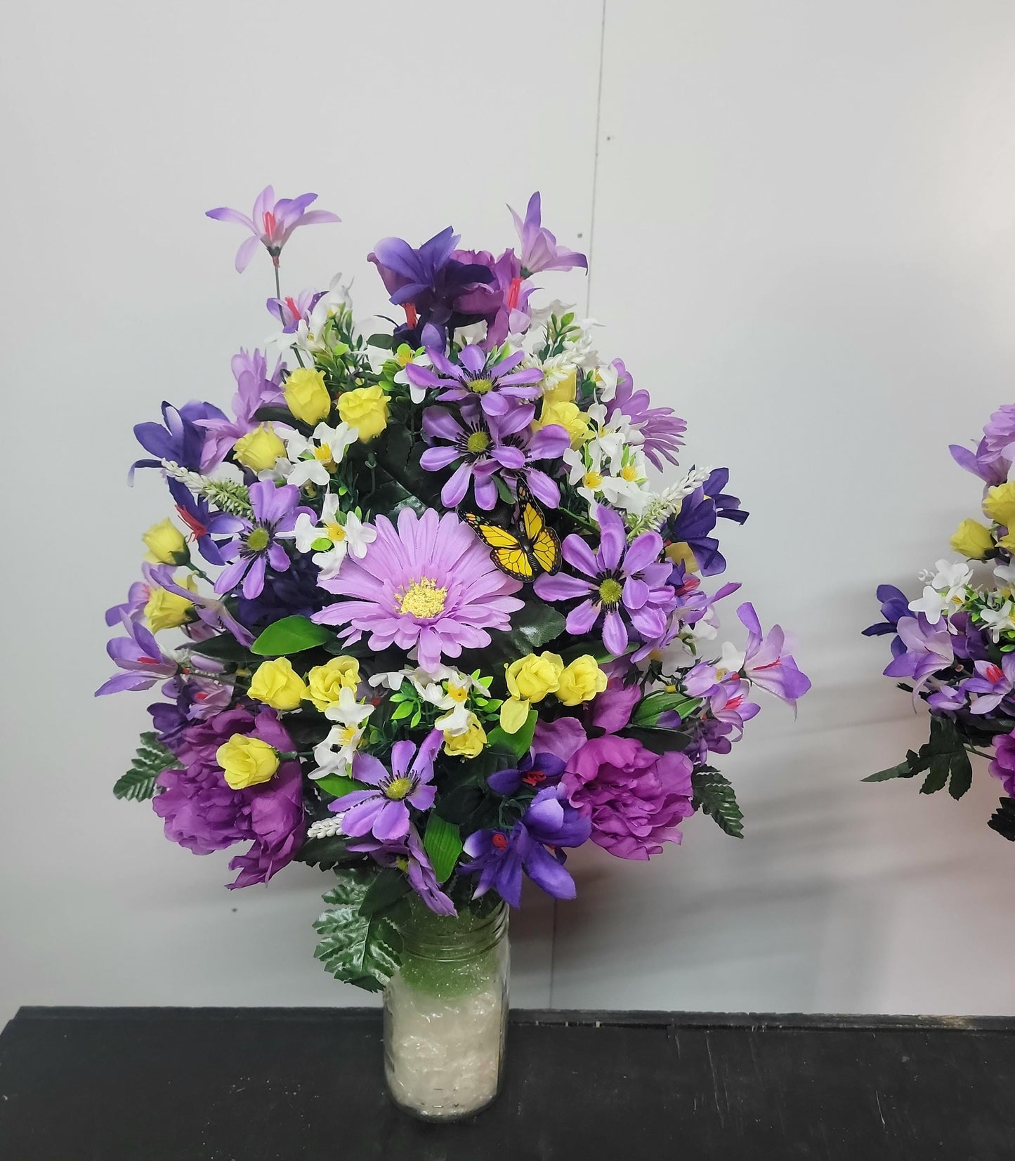 Small Wildflower Vase for Grave, Butterfly Cemetery Vase Flowers , Spring Cemetery Flowers,  Easter Decoration, Daughters Grave Flowers