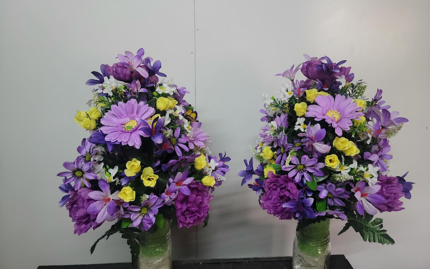 Small Wildflower Vase for Grave, Butterfly Cemetery Vase Flowers , Spring Cemetery Flowers,  Easter Decoration, Daughters Grave Flowers