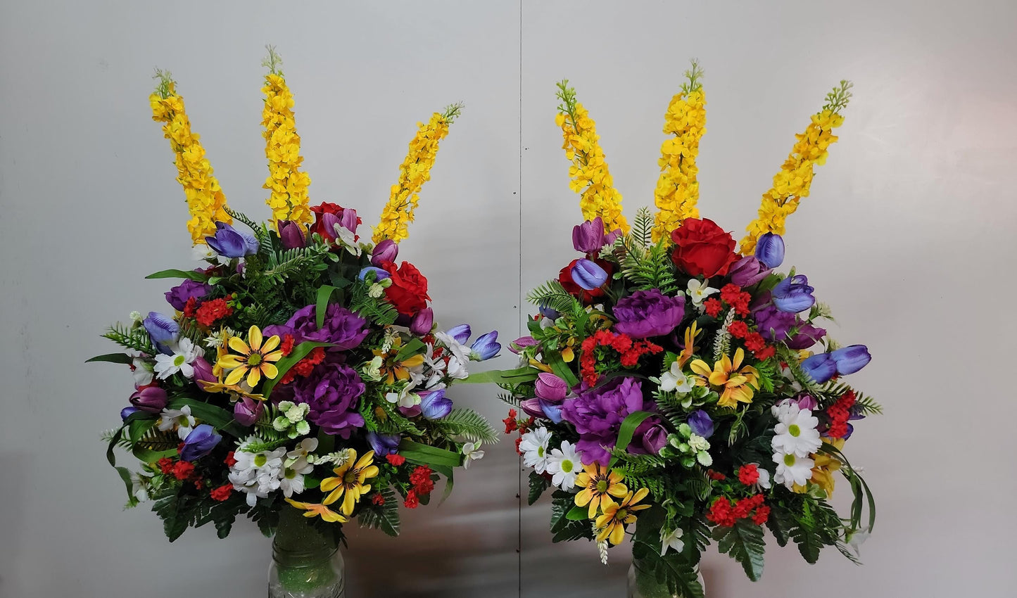 26" Large Wildflower Cemetery Vase Flowers Spring Memorial Flowers by Southern Edge Style Realistic Cemetery Faux Flowers