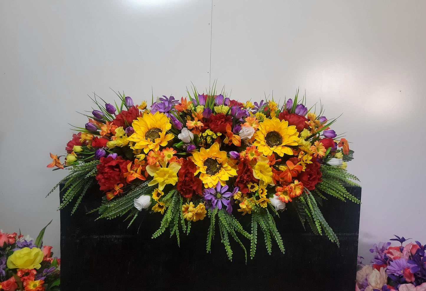 Spring Gravestone Saddle Flowers,  Mother's Day Flowers, Sunflowers Daisy Peonies Memorial Flower Headstone Saddle Extra Large Grave Blanket