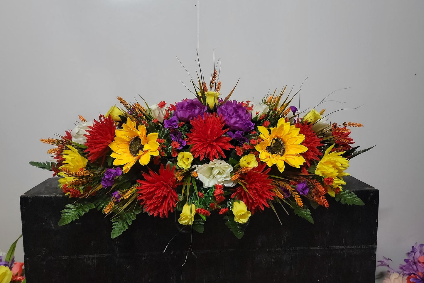 Spring Cemetery Saddle Large 36"  Spring Flowers Wildflowers Headstone Grave Saddle Memorial Flowers Spring Cemetery Flowers